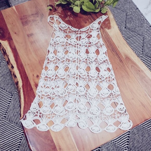 FREE PEOPLE- Boho Pineapple Stitch Crochet Beach Tunic Cover Up - Picture 7 of 14